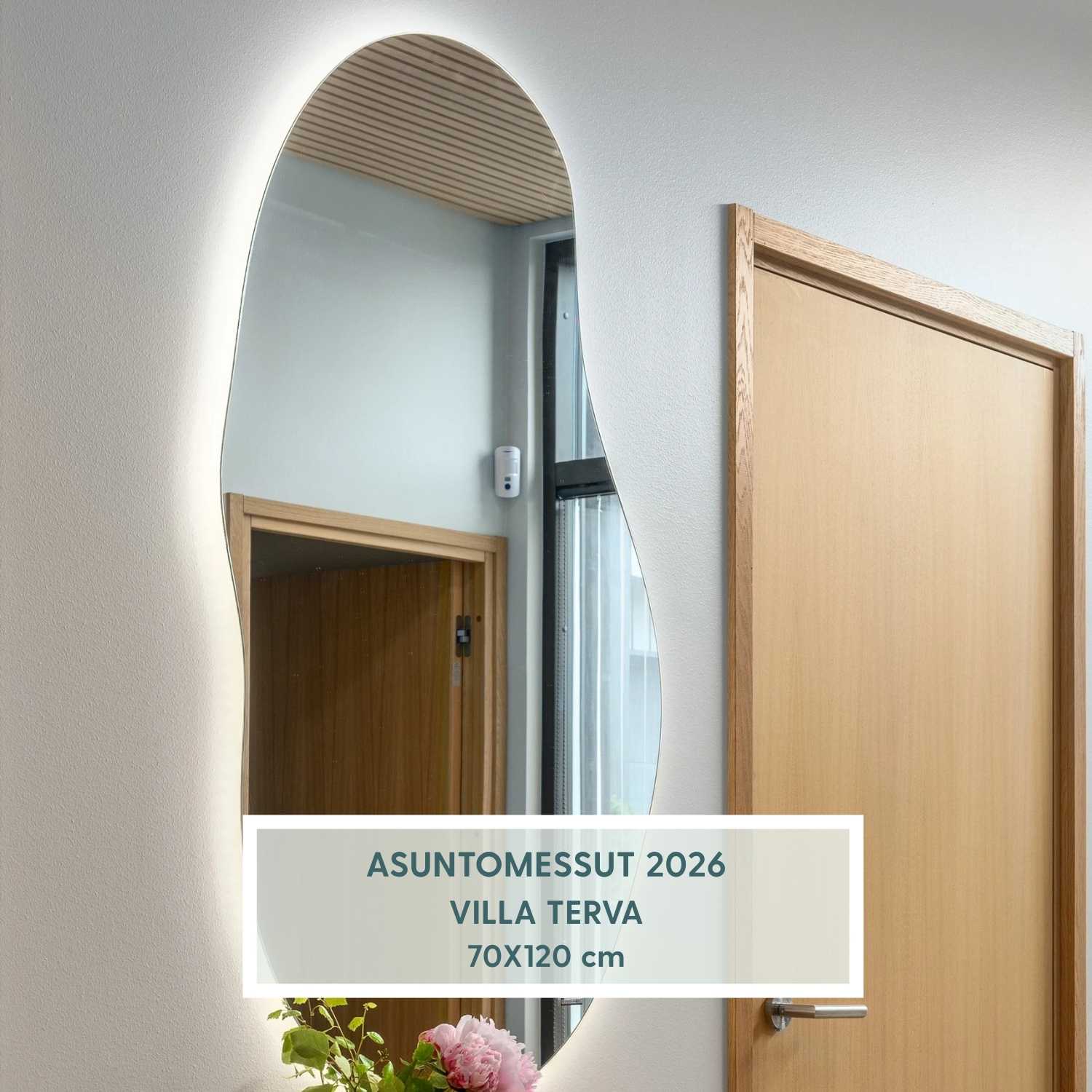 Sand - Asymmetrical Bathroom Mirror With Lights (70x120 cm)
