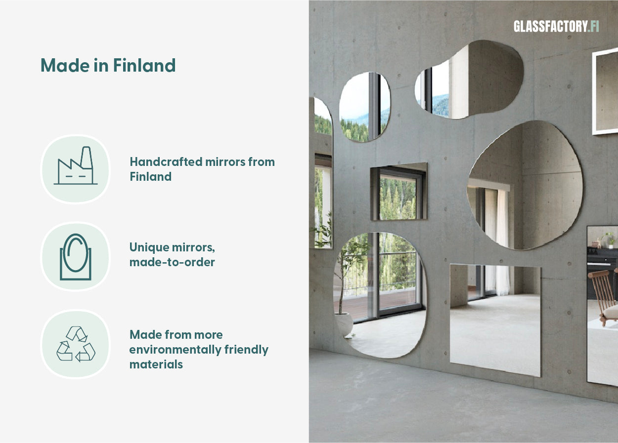 Stone wall mirror 80x80cm - Glassfactory.fi