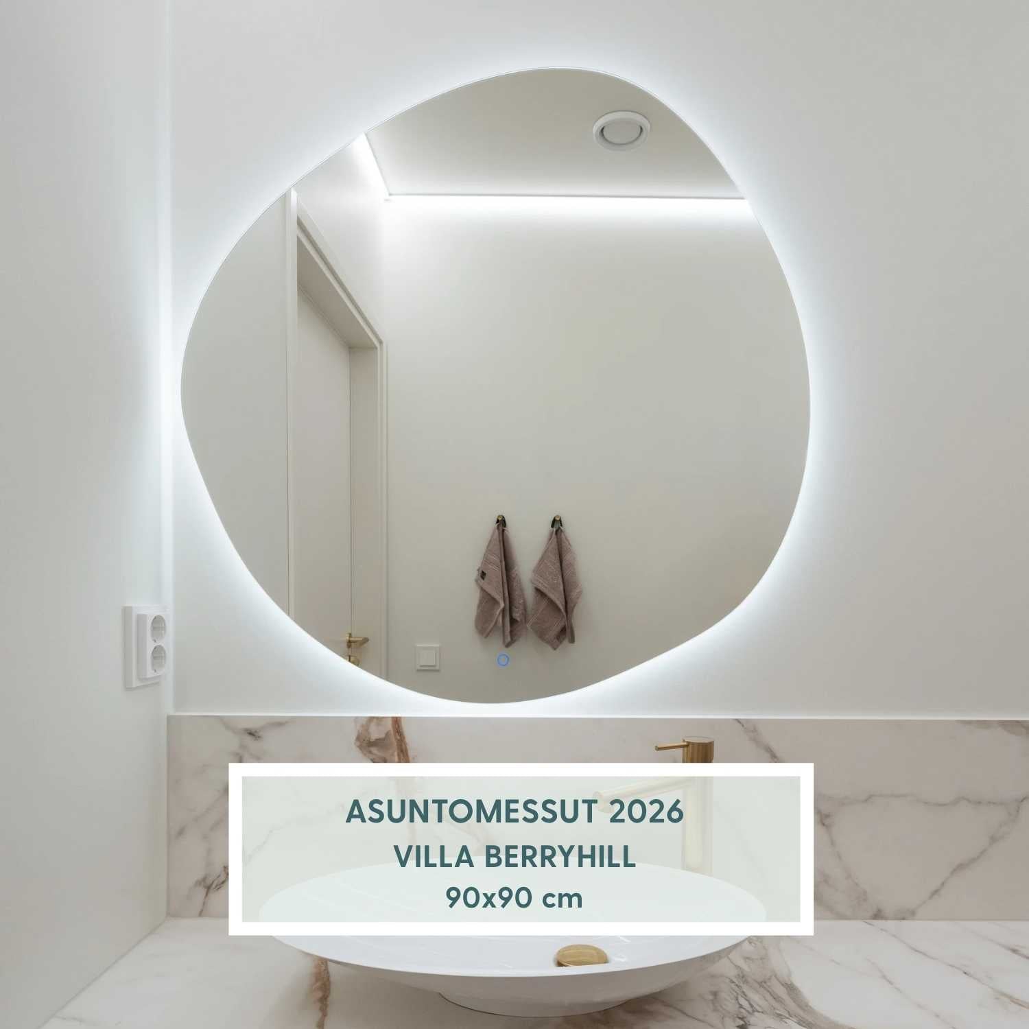 Stein - Asymmetrischer Badezimmerspiegel Mit LED (90x90 cm)