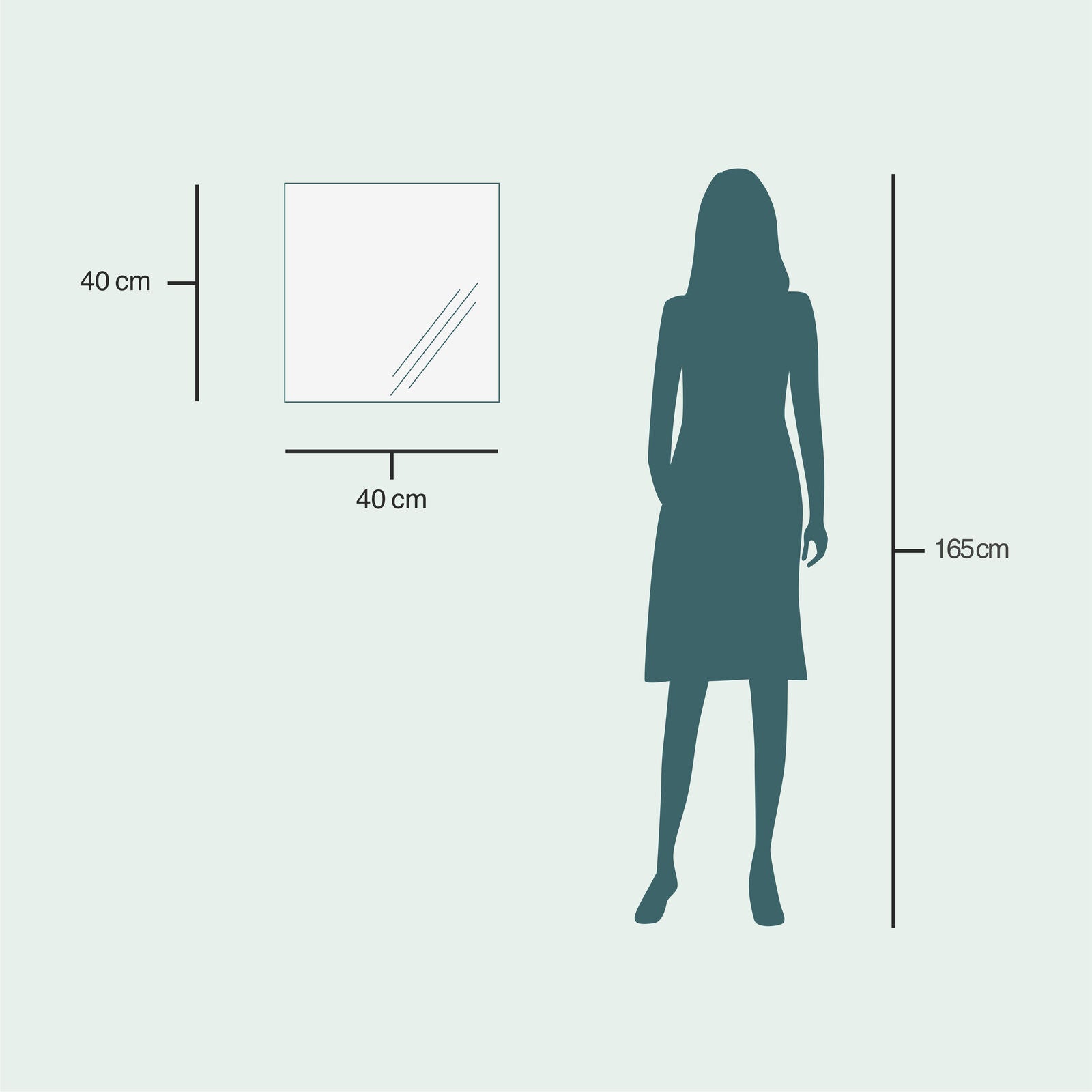 Slimline Mirror With Black Frame (40x40 cm)