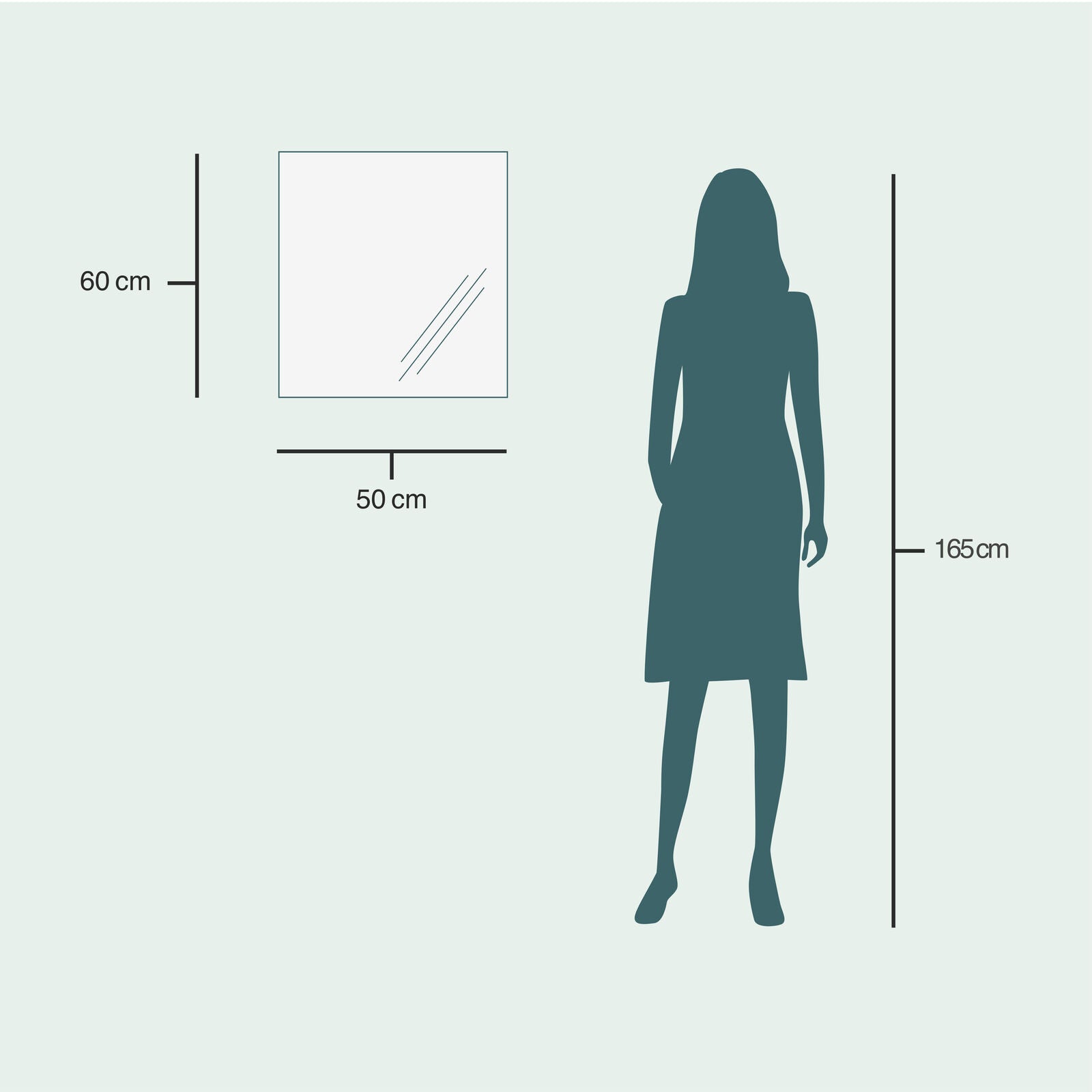 Slimline Mirror With Black Frame (50x60 cm)