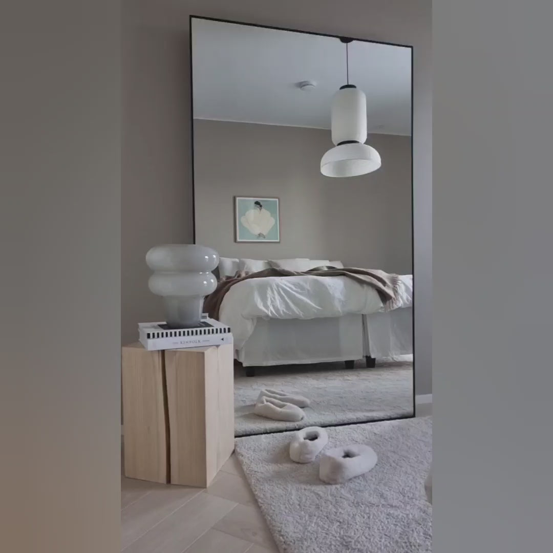 Load video: Slimline Mirror With Black Frame (50x60 cm)