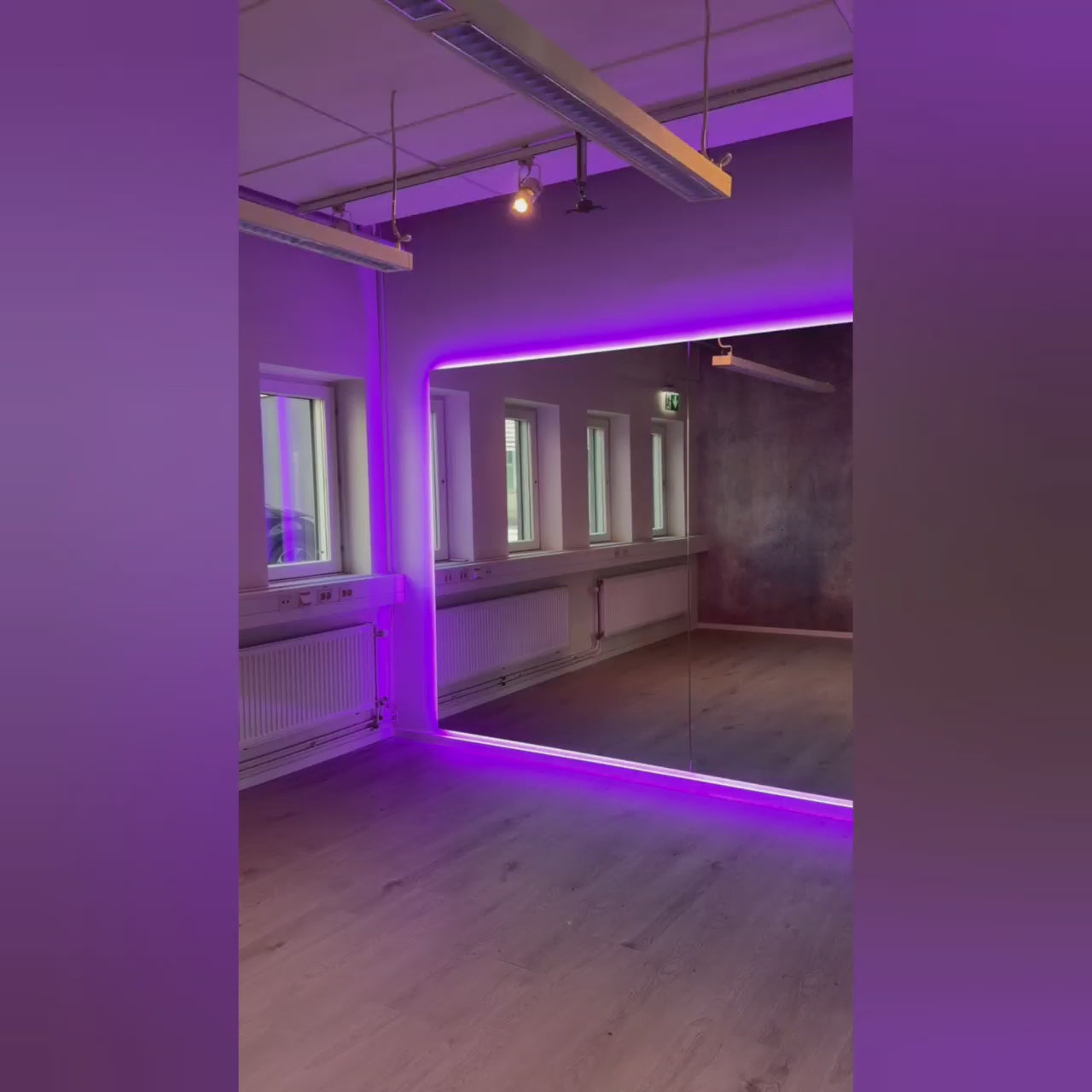 Load video: Rectangular Mirror with colour-changing backlighting