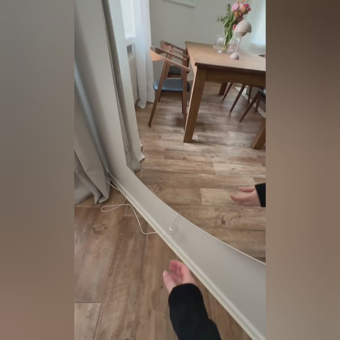 Load video: Half Moon Mirror with LED Lights (96x160cm)