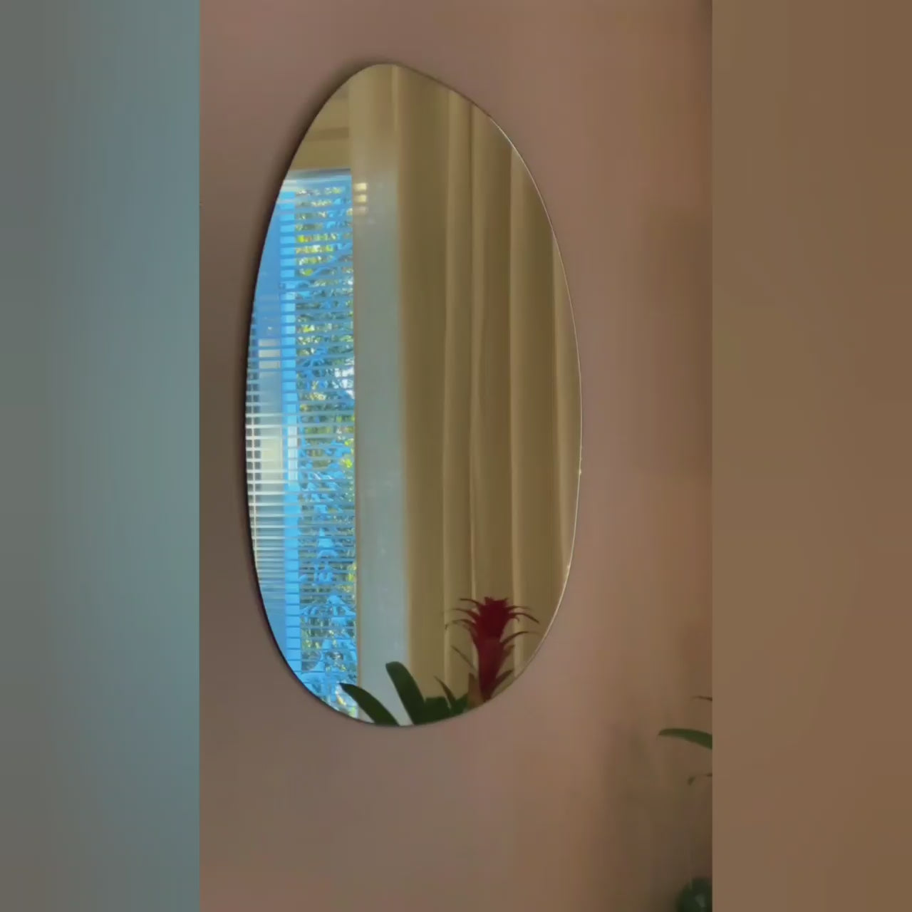Load video: Stone wall mirror (90x90cm)