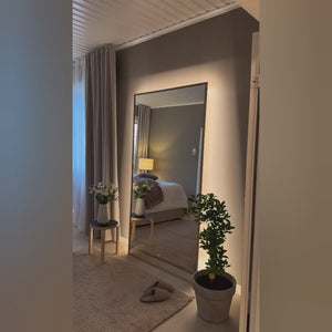 Slimline Full-Length LED Mirror With Oak Frame (50x200 cm)