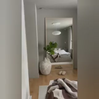 Load video: Slimline Mirror With Birch Frame (40x40 cm)