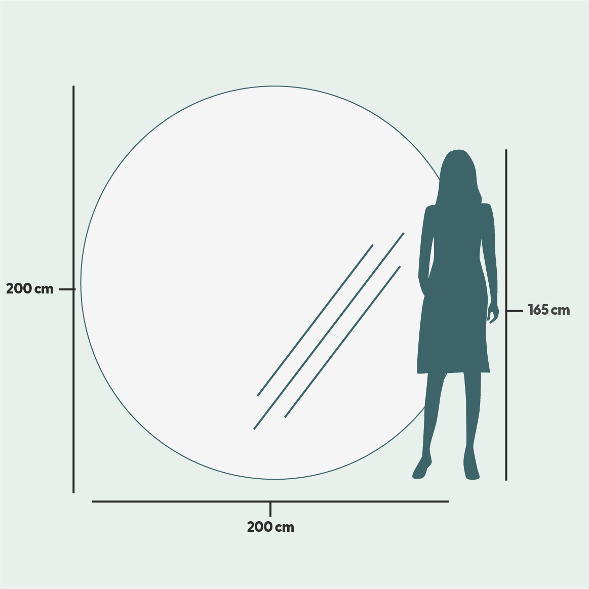 Extra großer runder Spiegel mit LED-Licht (200 cm)