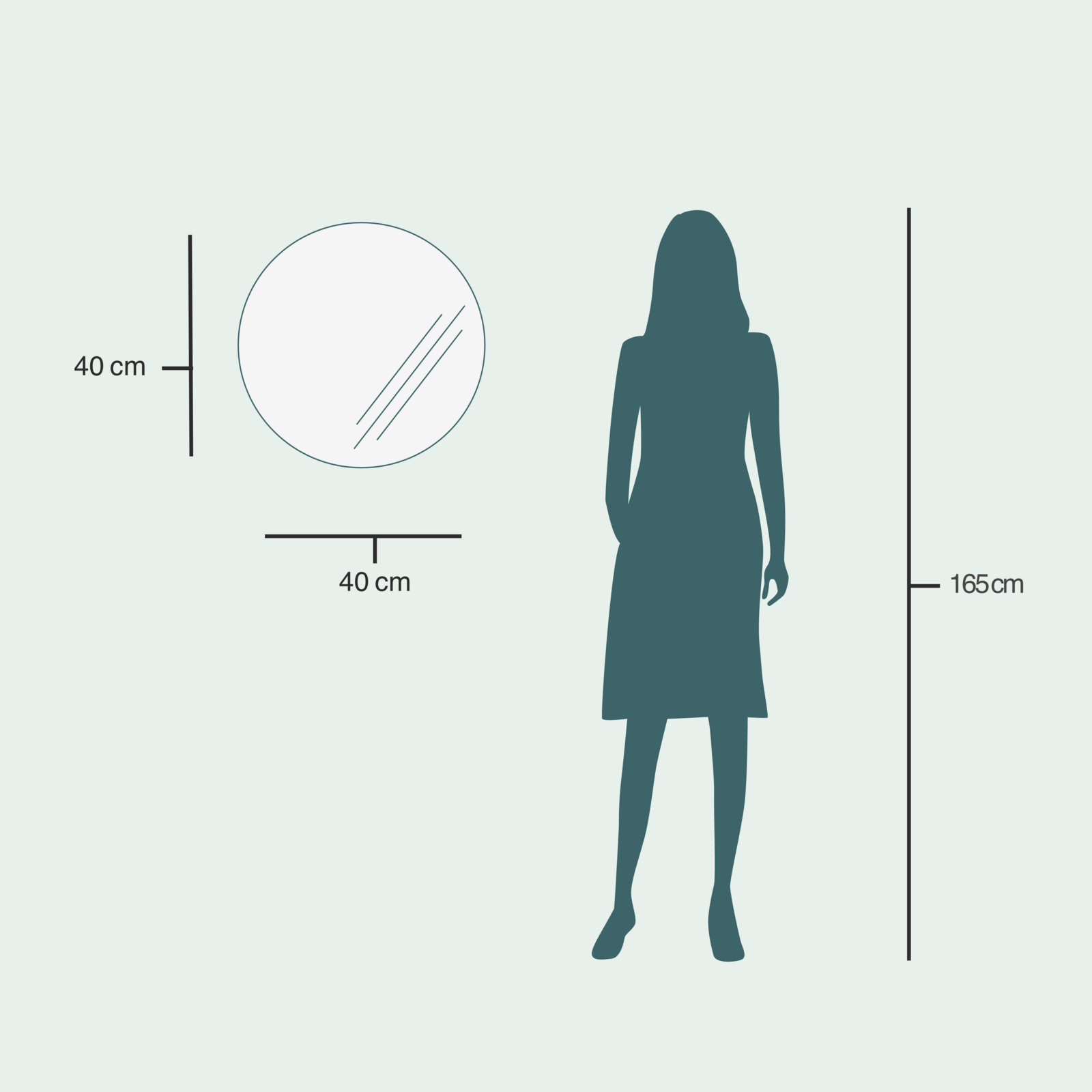 Rahmenloser runder Spiegel (40 cm)